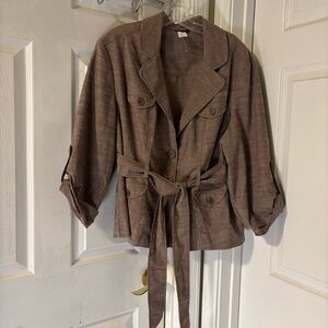 COURTENAY Y2K VTG Women's Brown Belted Brown Tan Blazer Size 16-18